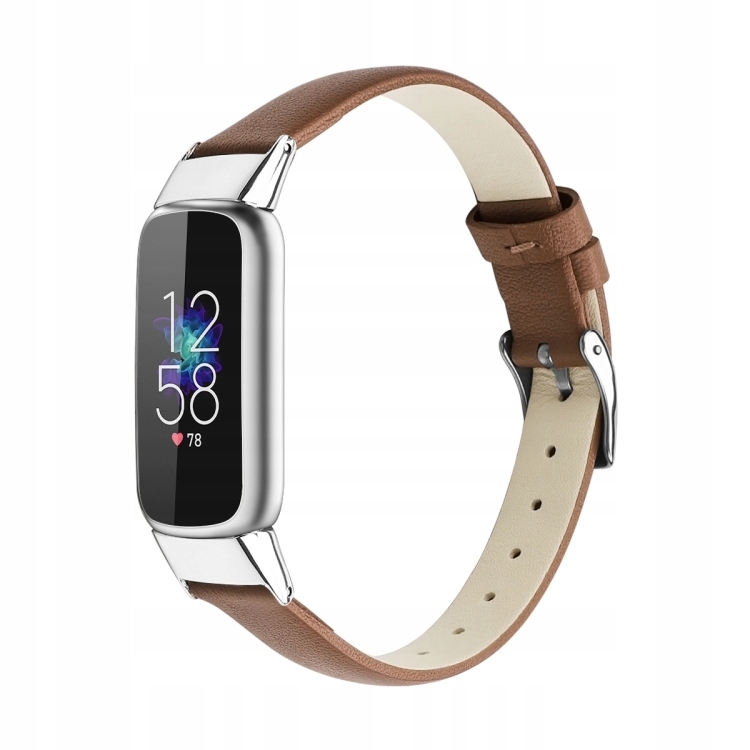 S For Fitbit Luxe Leather Watchband Brown