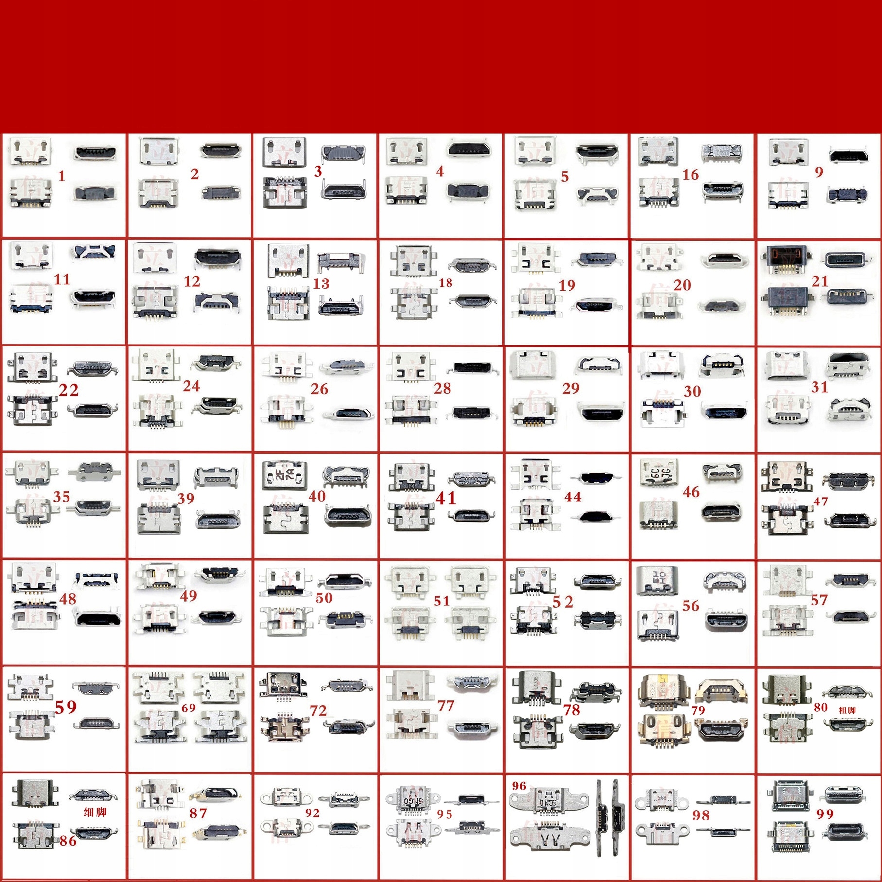 Gniazdo mikro micro Usb zestaw x50szt