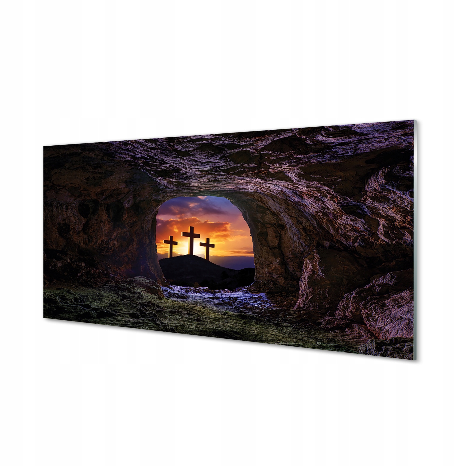 Obraz sklo Kříže západ slunce 120x60