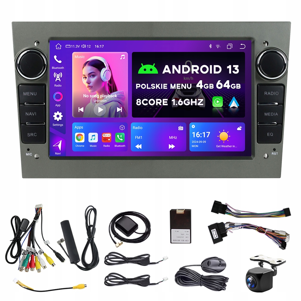 Radio Samochodowe Android 13 Dla Opel Astra H J 2004 Vectra Vauxhall Antara Zafira