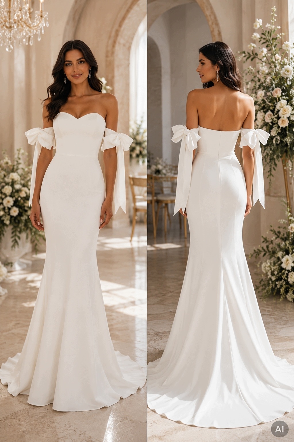 Bílé Maxi Svatební Šaty Elegantní S Odhalenými Rameny A Mašličkami 38