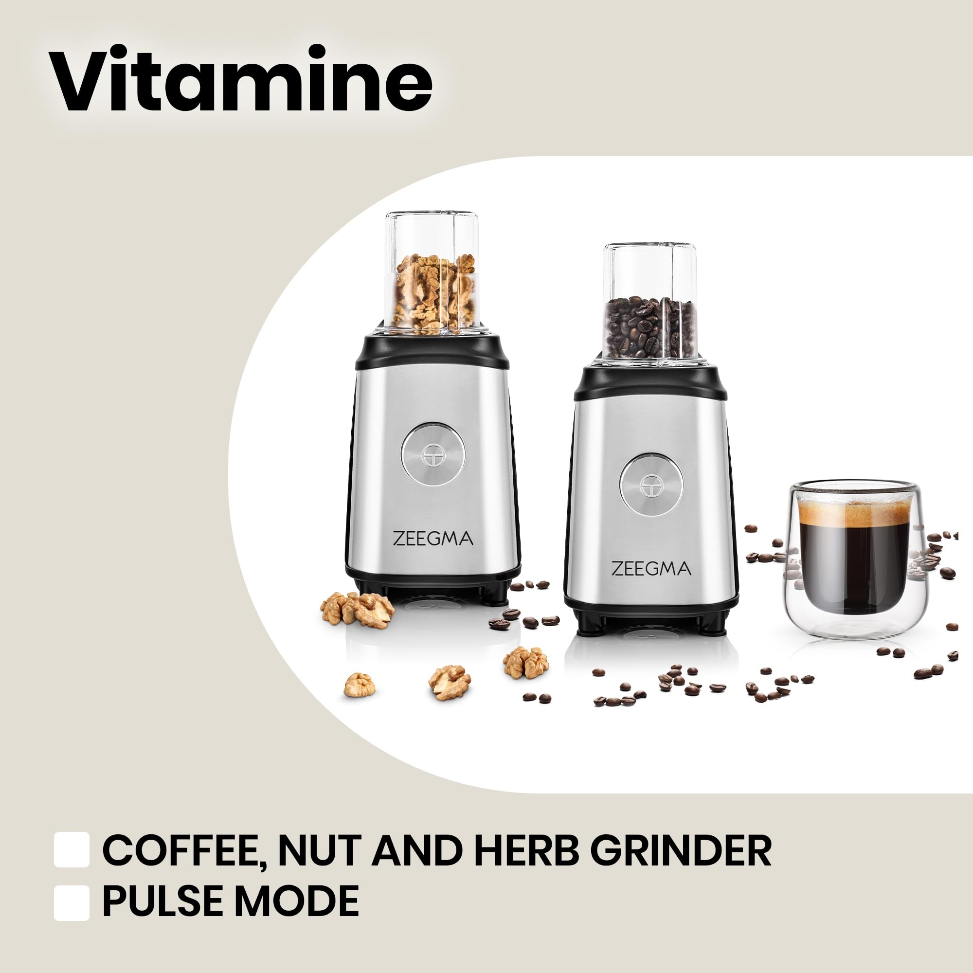 ZEEGMA Vitamine Blender 4w1 1050W 1L Mikser Sokowirówka Młynek Do Kawy — miniatura 5