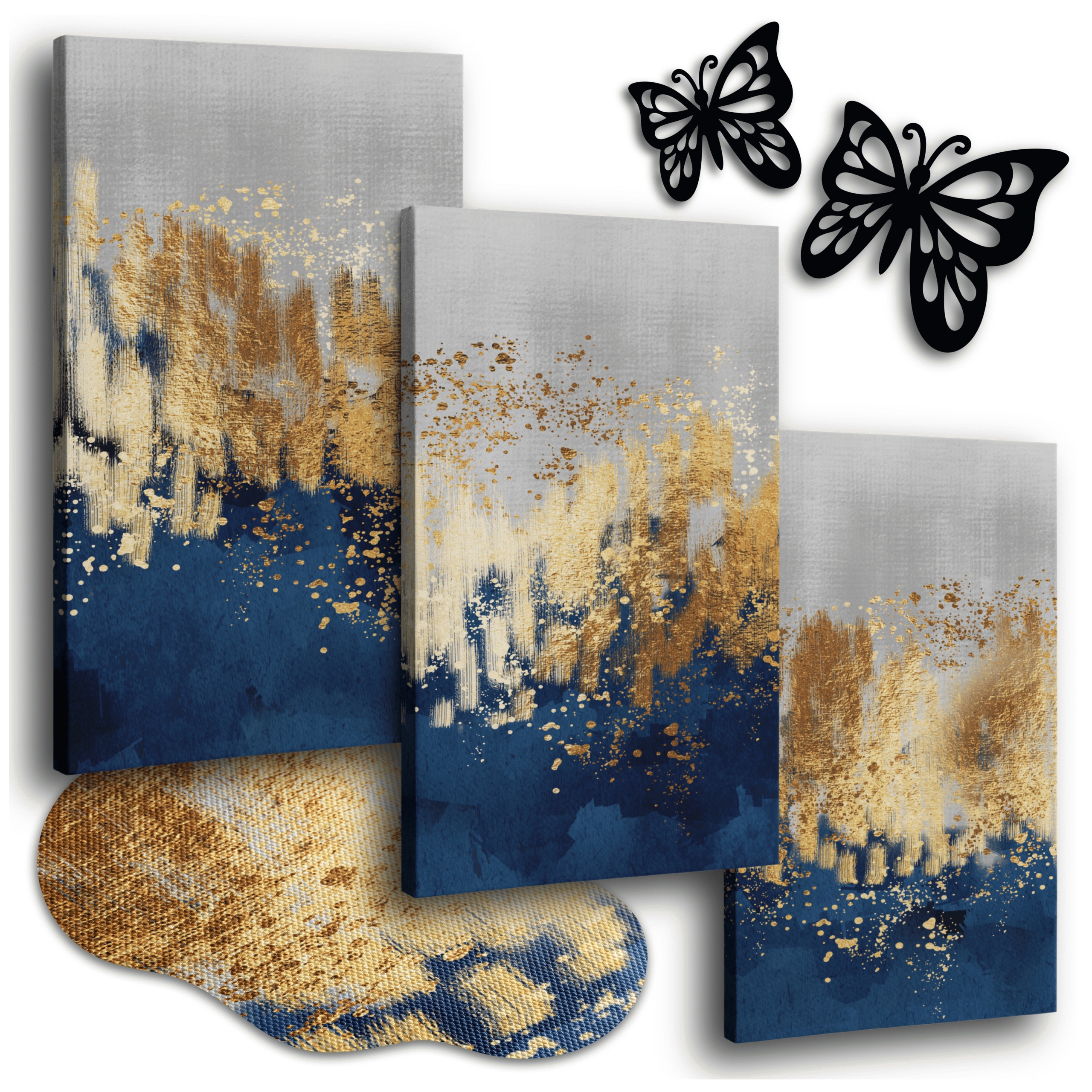 Obraz Na Plátně Zlatý 150x70 cm Obrazy Do Obývacího Pokoje Modern Art Abstrakce 3x