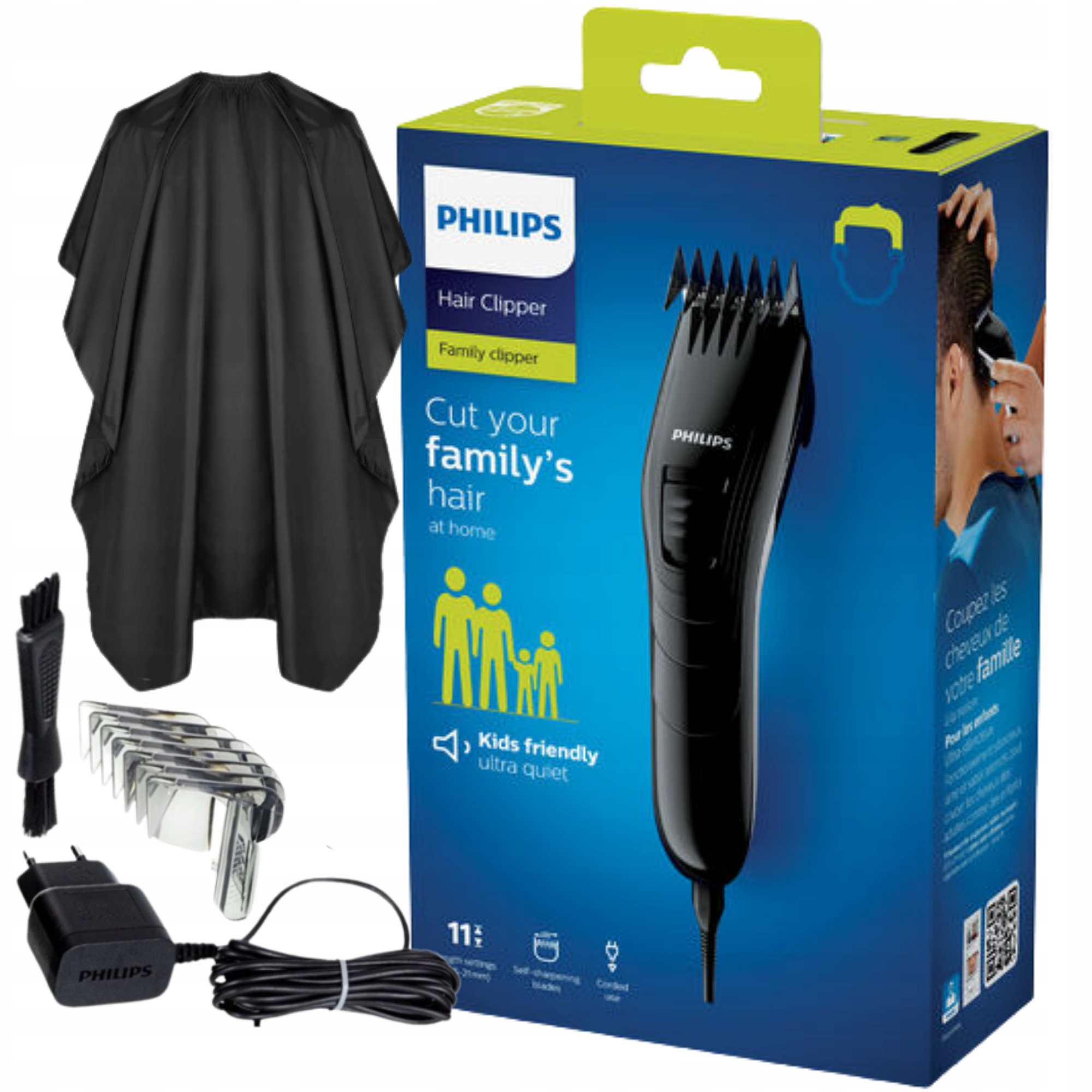 Maszynka Do Strzyżenia Włosów Philips 11 Długości Zestaw Z Fartuchem