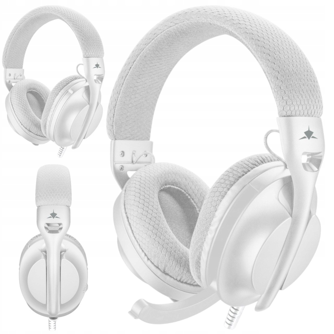 Słuchawki dla Gracza z Mikrofonem Biało-Szare do Pc PS4 PS5 Mac Jack 3,5 mm
