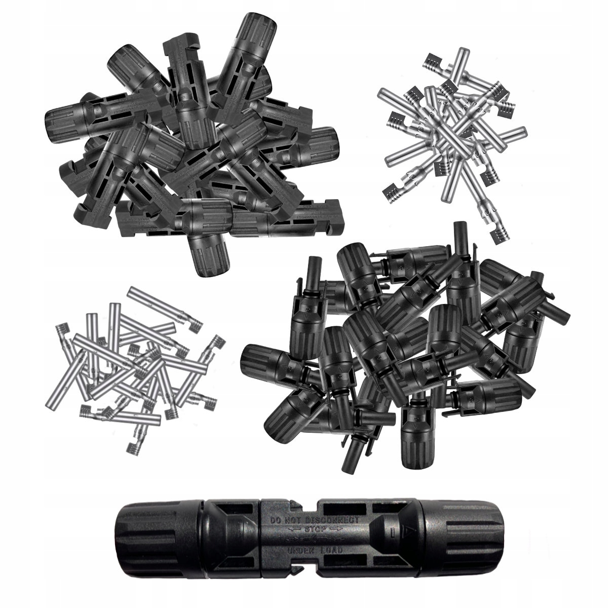 Sada konektorů solárních konektorů MC4 pro kabel 4-6 mm² samice samec 100 ks