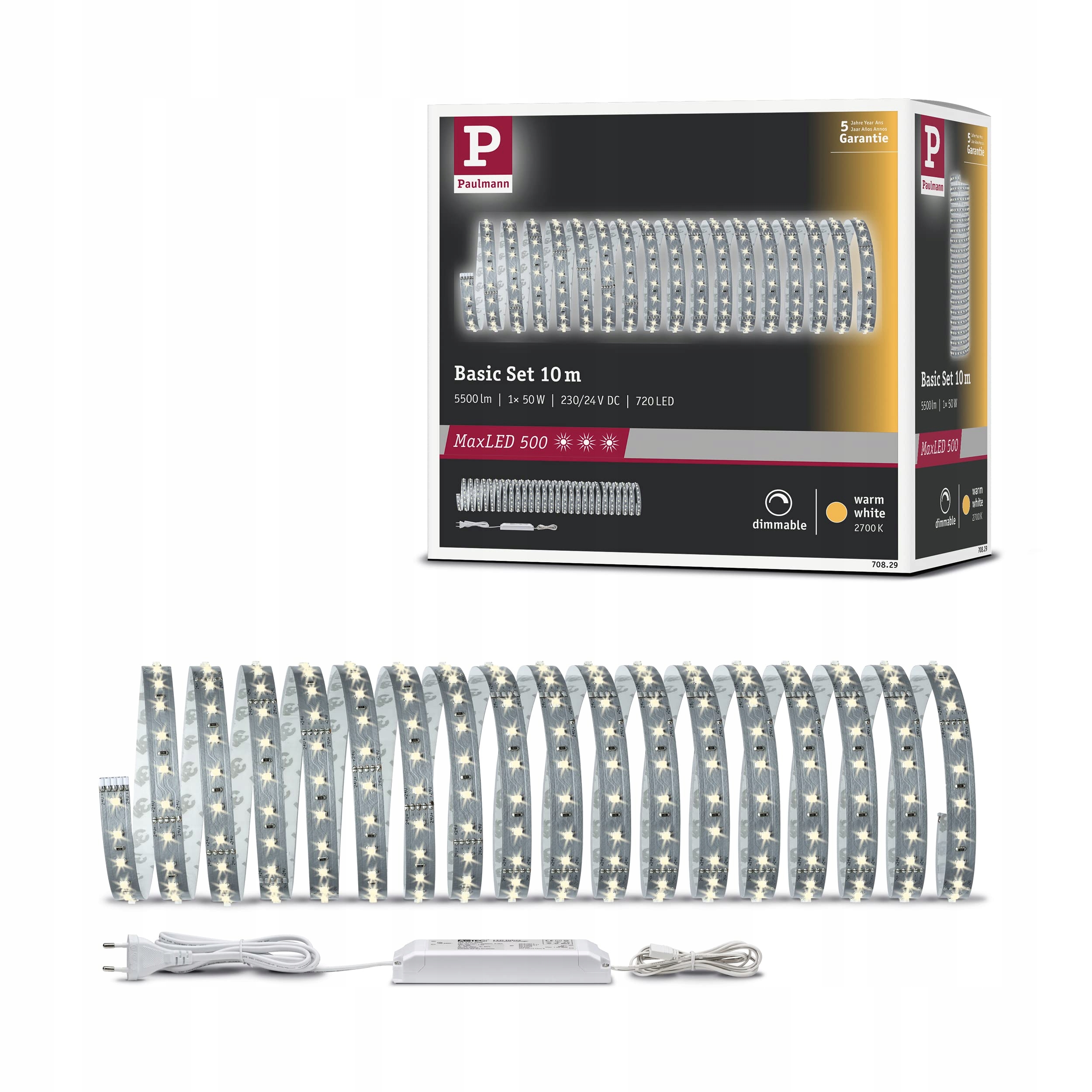 Paulmann Function MaxLED 500, základná súprava 10 m, strieborná