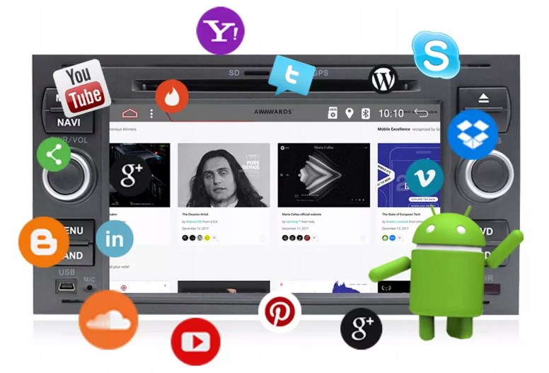 RADIO ANDROID FORD MONDEO FOCUS C-MAX KUGA GALAXY Odtwarzane formaty plików .aac .ape .flac .mp3 .wav .wma