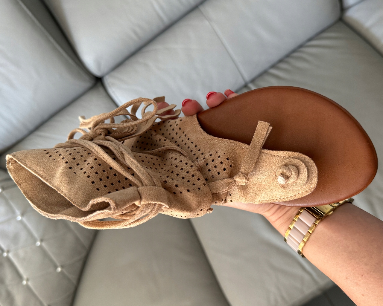 SANDAŁY RZYMIANKI ZAMSZOWE DAMSKIE GLADIATORKI BEŻOWE WIOSENNE BUTY 39 Marka inna