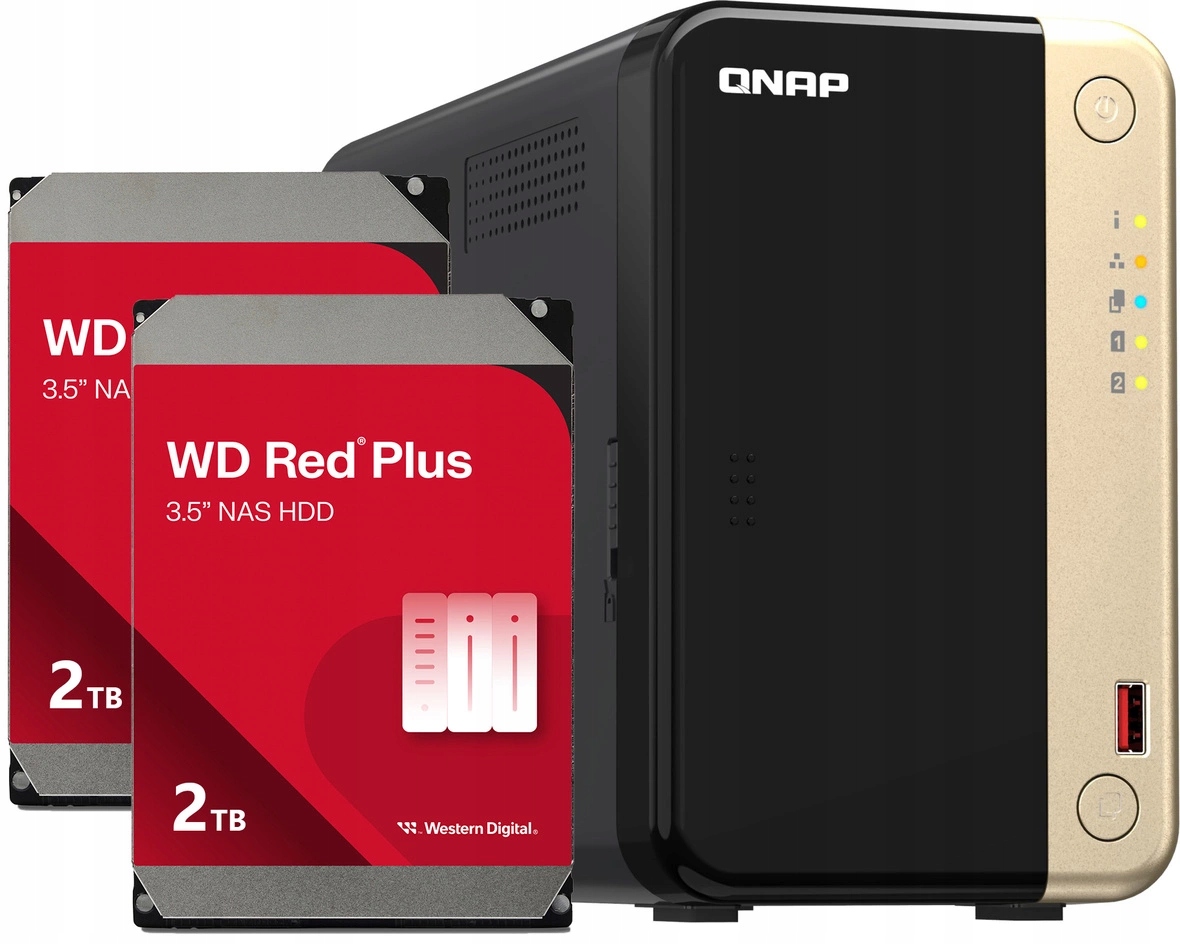 Nas server Qnap TS-264 8GB Ram 4TB Hdd (2x2TB) Wd Red Plus 2.5GbE Lan