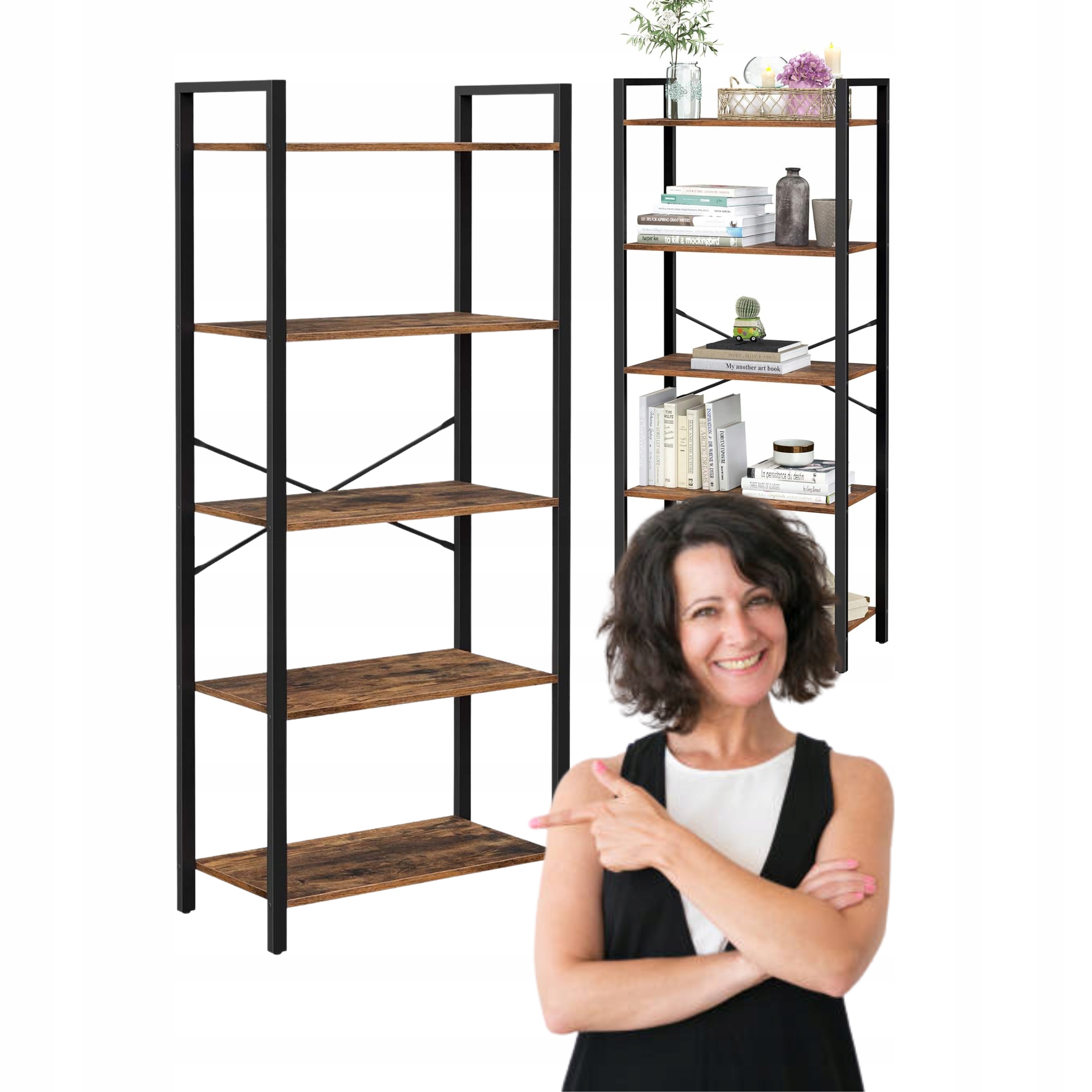 Regál Loft 180 cm Čierny Matný Vysoký Industriálny na knihy Dokumenty