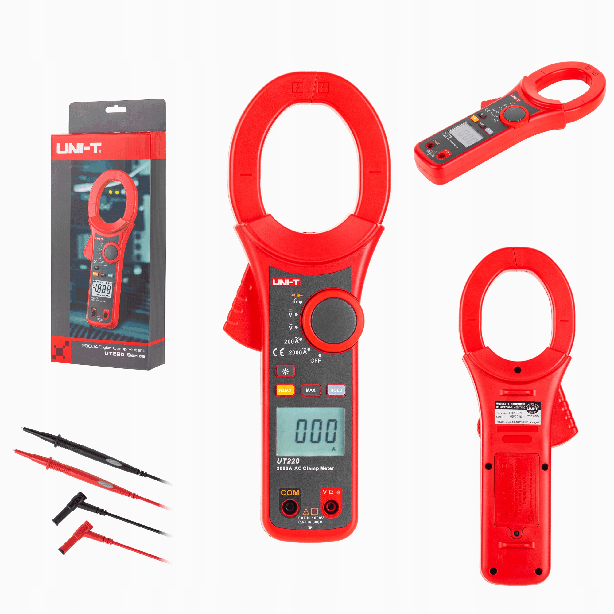 Kliešťový Merač Uni-t UT220 Trms 2000A Ac meranie napäťového prúdu Unit