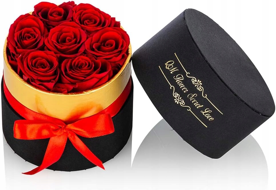 Červené Konzervované Růže V Malé Krabičce Na Květiny