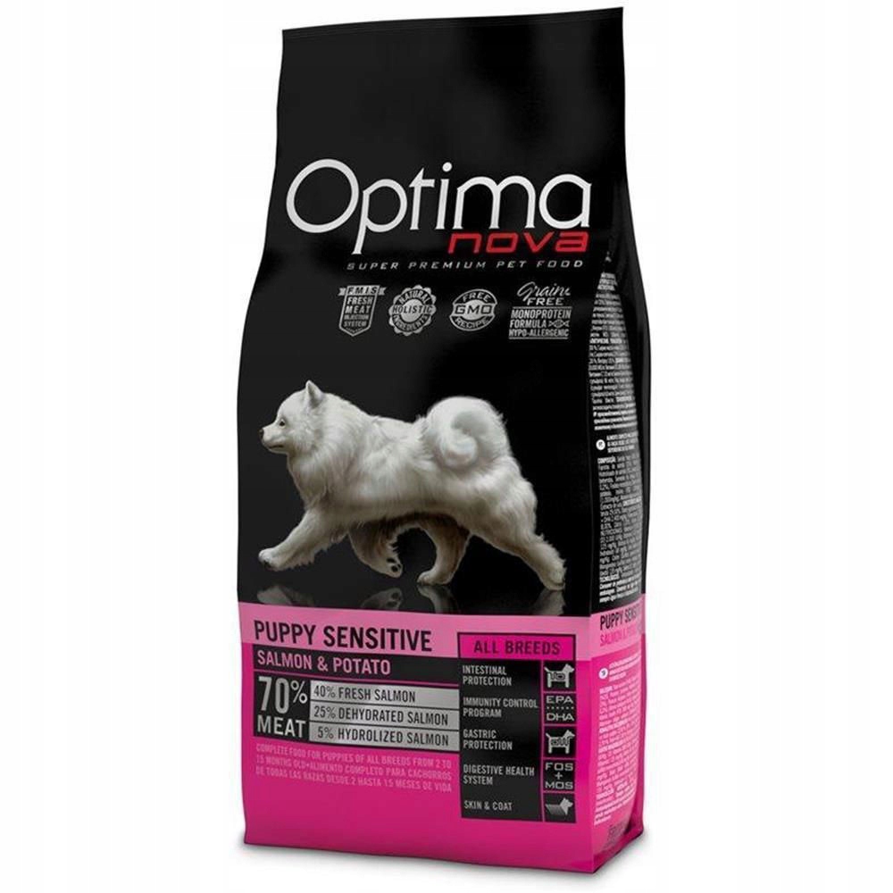 Levně Optimanova Puppy Sensitive Salmon Potato 12KG Krmivo Pro Štěňata Losos