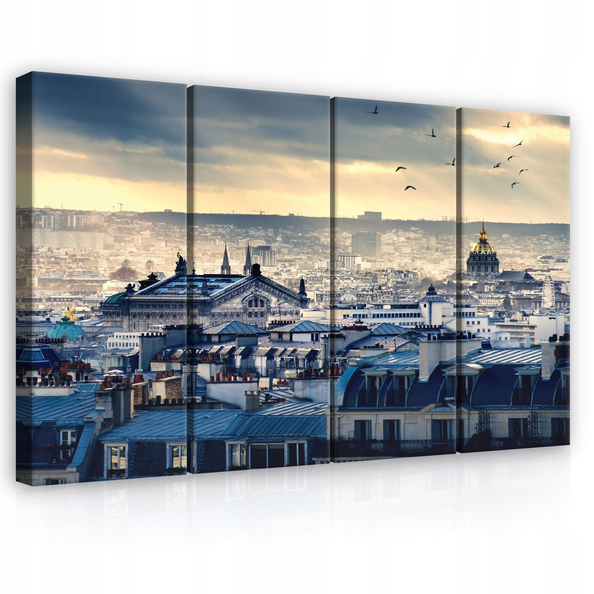 Obraz 120x80 Paríž Montmartre strechy krajina panoráma mraky vtáky Francúzsko