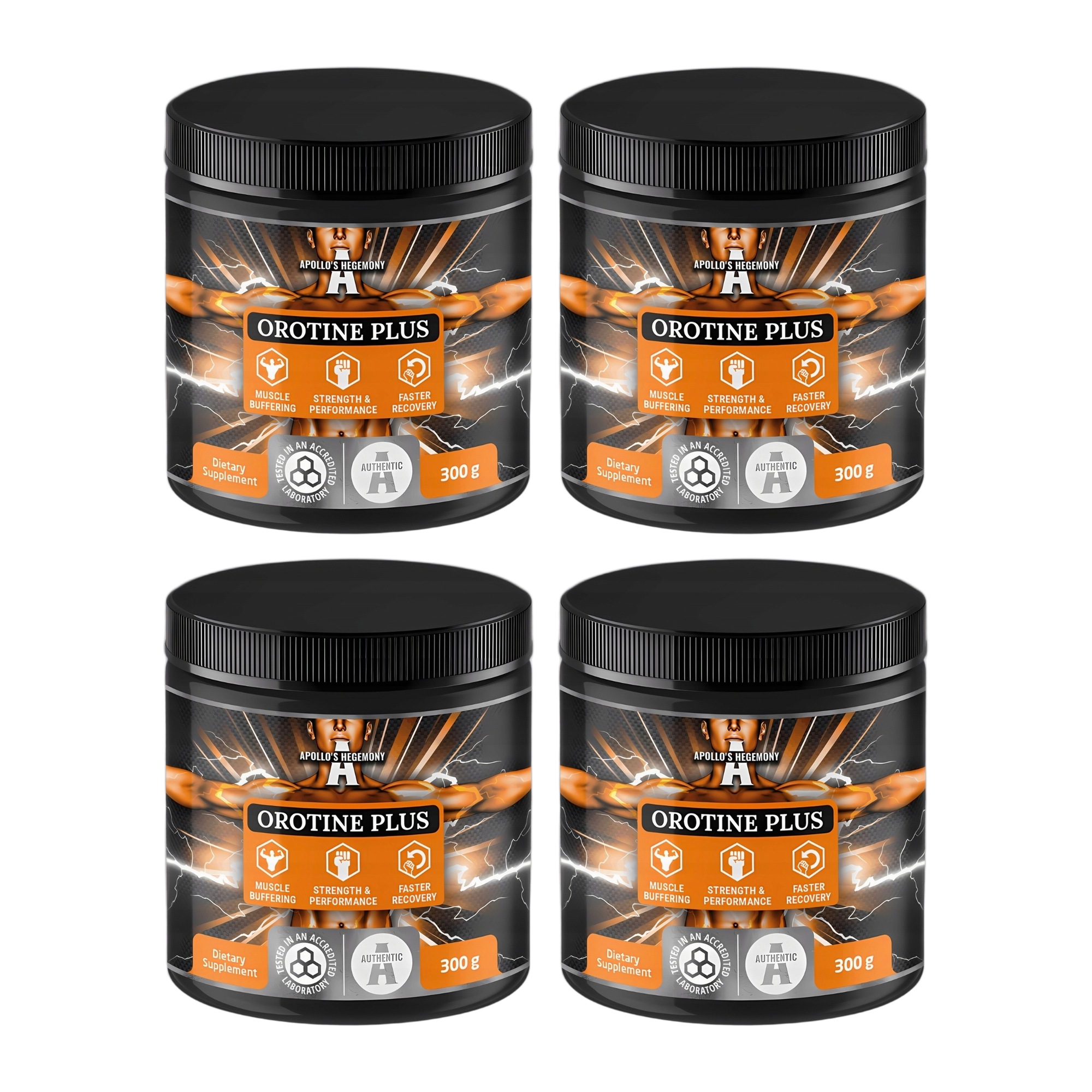 4x Apollo's Hegemony Orotine Plus 300 g Kreatin Betain prášek