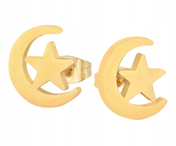 

Kolczyki Złote Star Moon Stal Chirurgiczna 316L