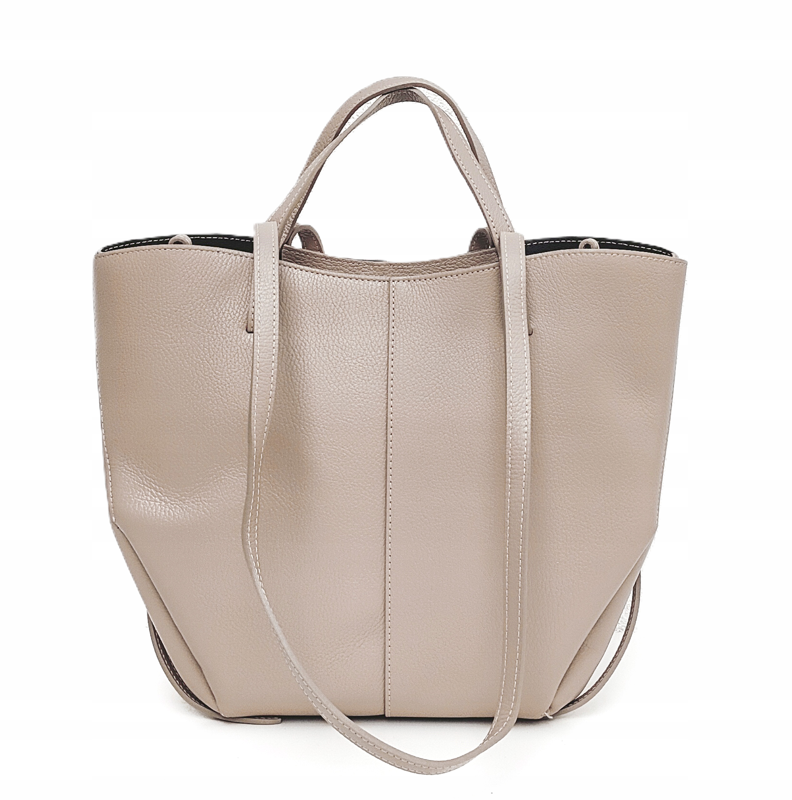 Kabelka shopper z přírodní kůže Béžová teplá