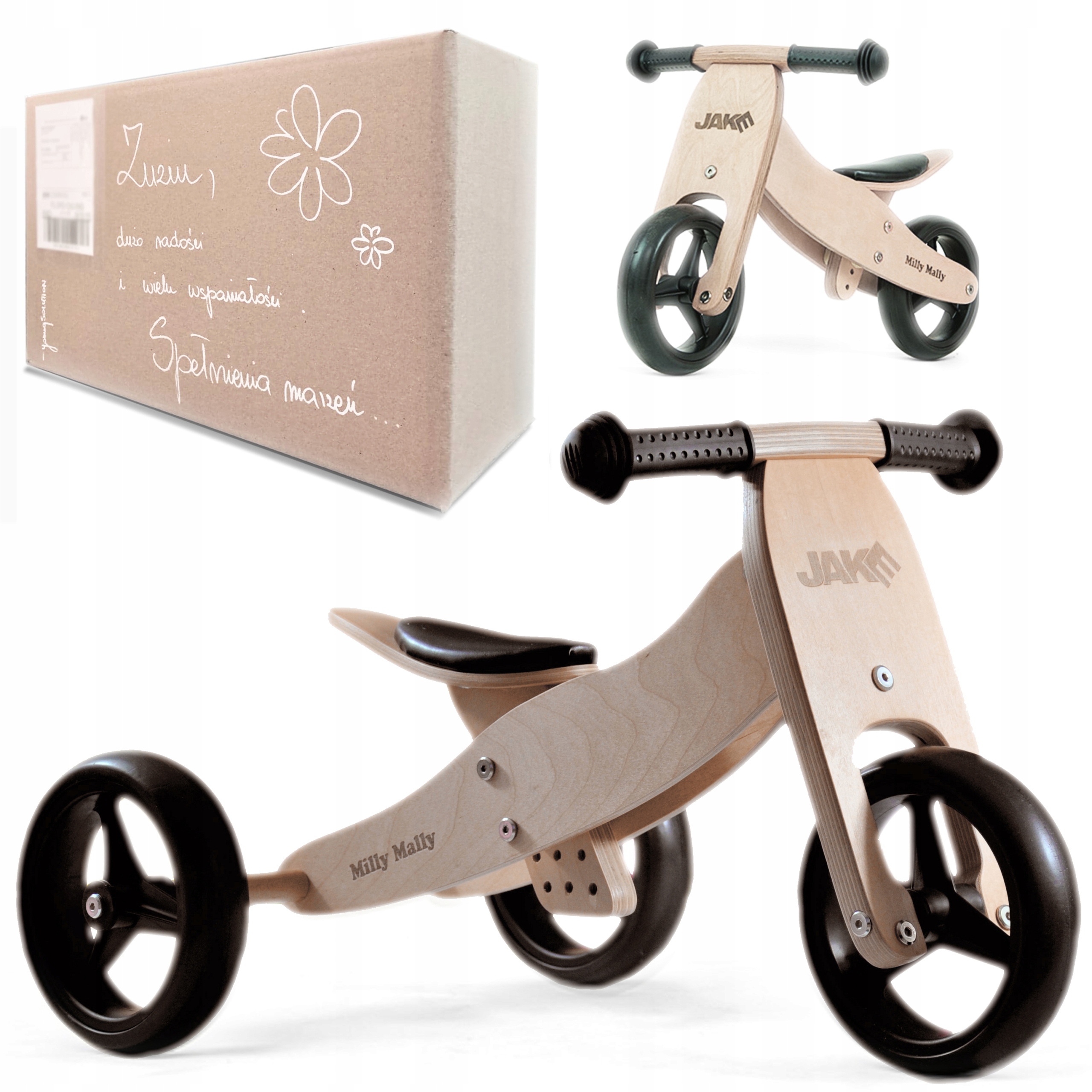 dla Rocznego Dziecka Rowerek Biegowy Trójkołowy Drewniany Jeździk