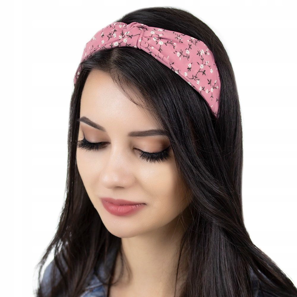 

Opaska Do Włosów szeroka Węzeł turban Różowa