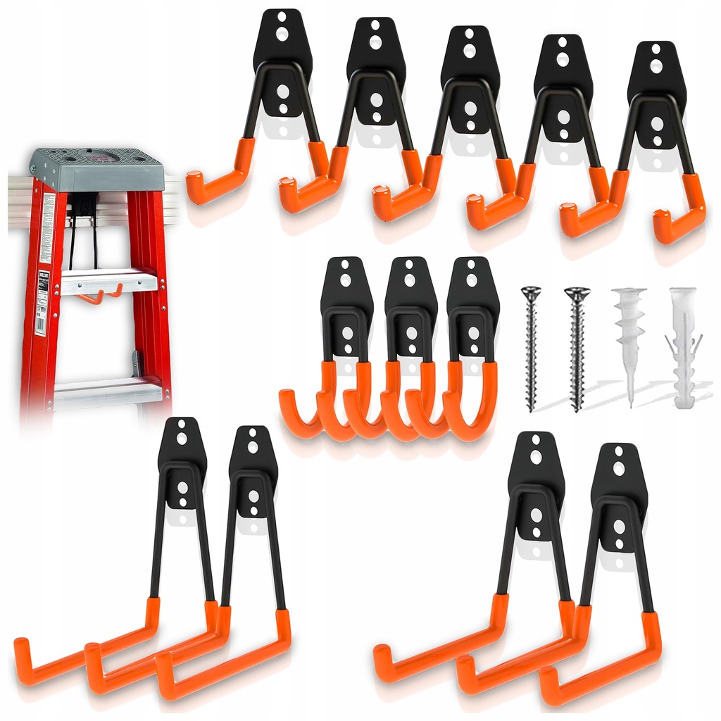 12 Ks Garážové Háky Věšáky Nástěnné Držáky Na Kolo Kabely Nářadí