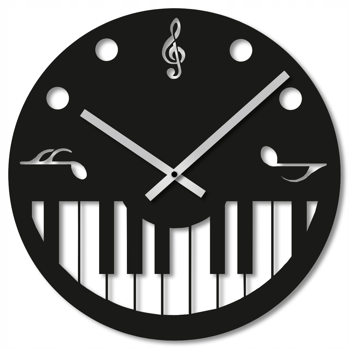 Nástěnné Hodiny 60 cm Nástěnné Hodiny Dřevěné Velké Černé Hudba Piano
