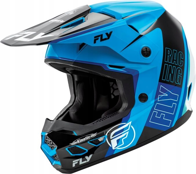Kask motocyklowy Off-road Fly Racing Kinetic kolor biały/czarny/niebieski