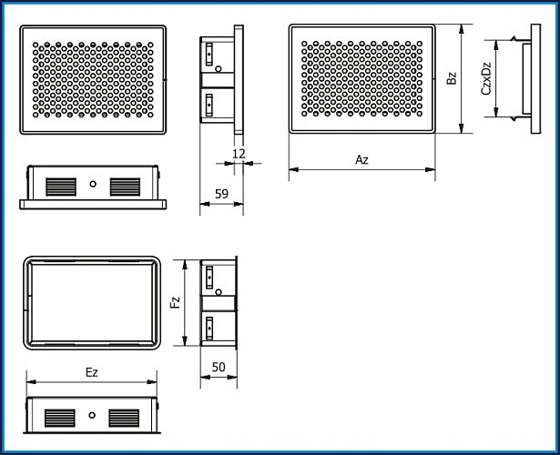 Kratka osłonowa Ventlab Trend 190x170 mm czarna Kod producenta KRVT190x170-ML.CZ