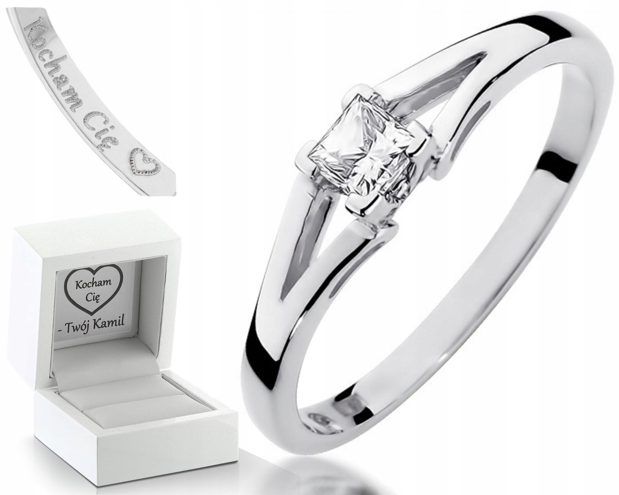 Pierścionek Diament 0,30CT Białe Złoto 585