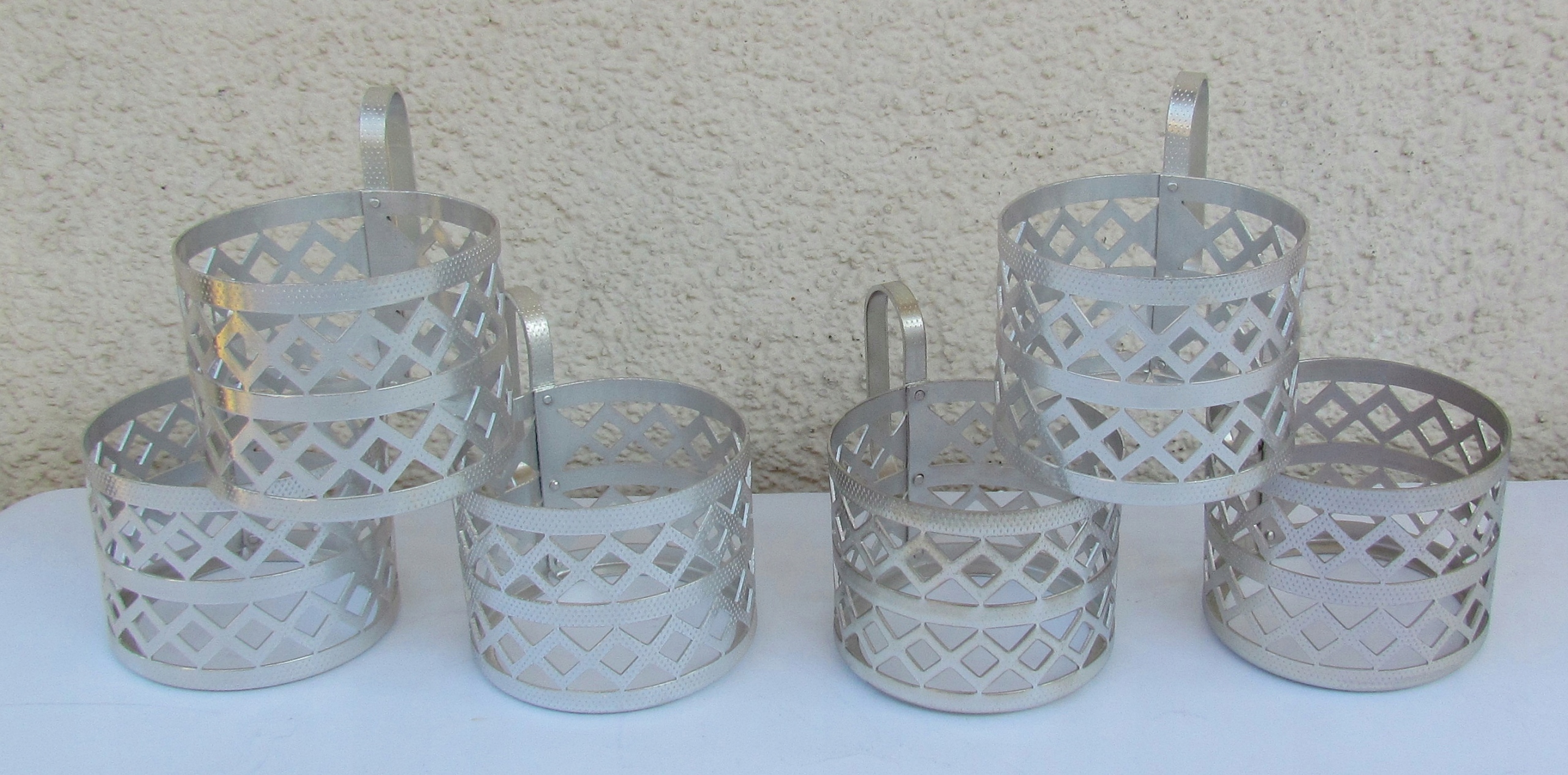 PRL, KOSZYCZKI DO SZKLANEK ALUMINIOWE, RZADKIE- 6 sztuk, PIĘKNE