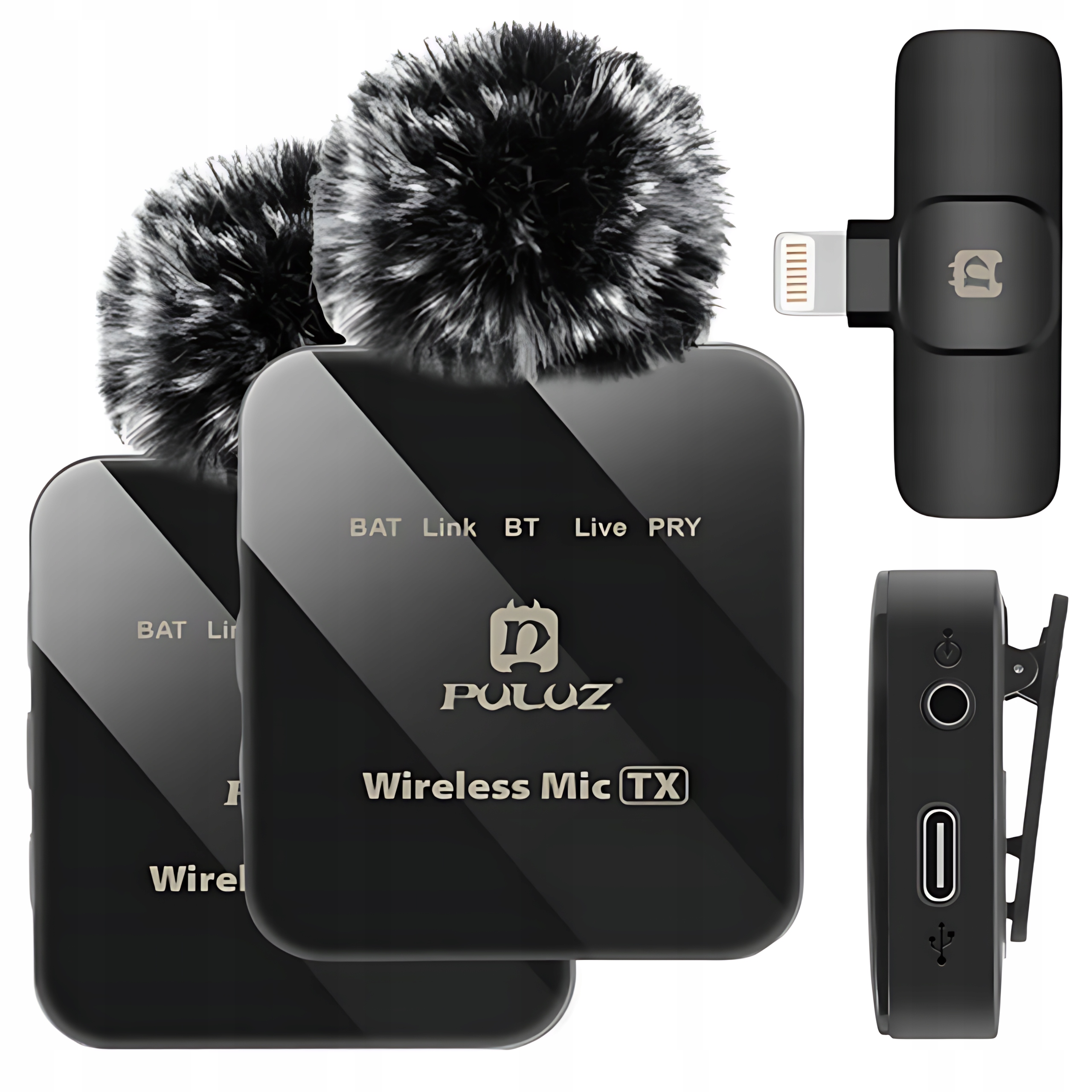 Puluz 2x Bezdrátový mikrofon Lavalier pro Vlog 2.4Ghz Lightning