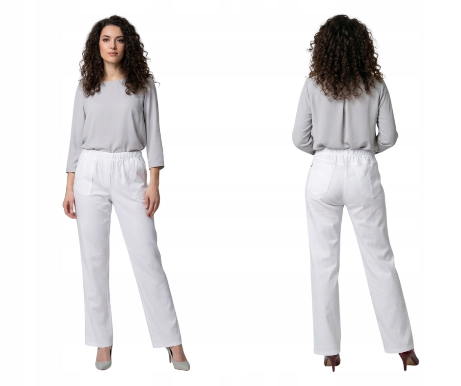 Lněné letní kalhoty Cevlar regular, barva bílá, velikost 42-58