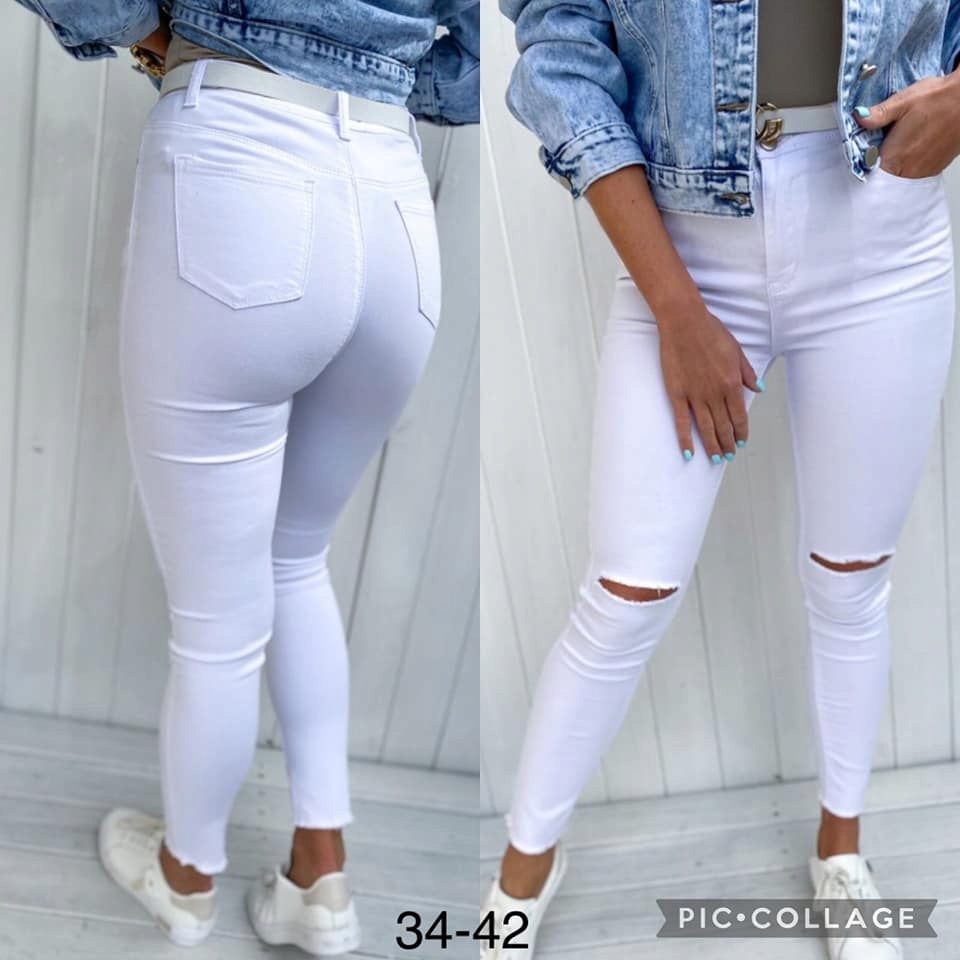 

Jeansy Goodies z dziurami Biały Kolor