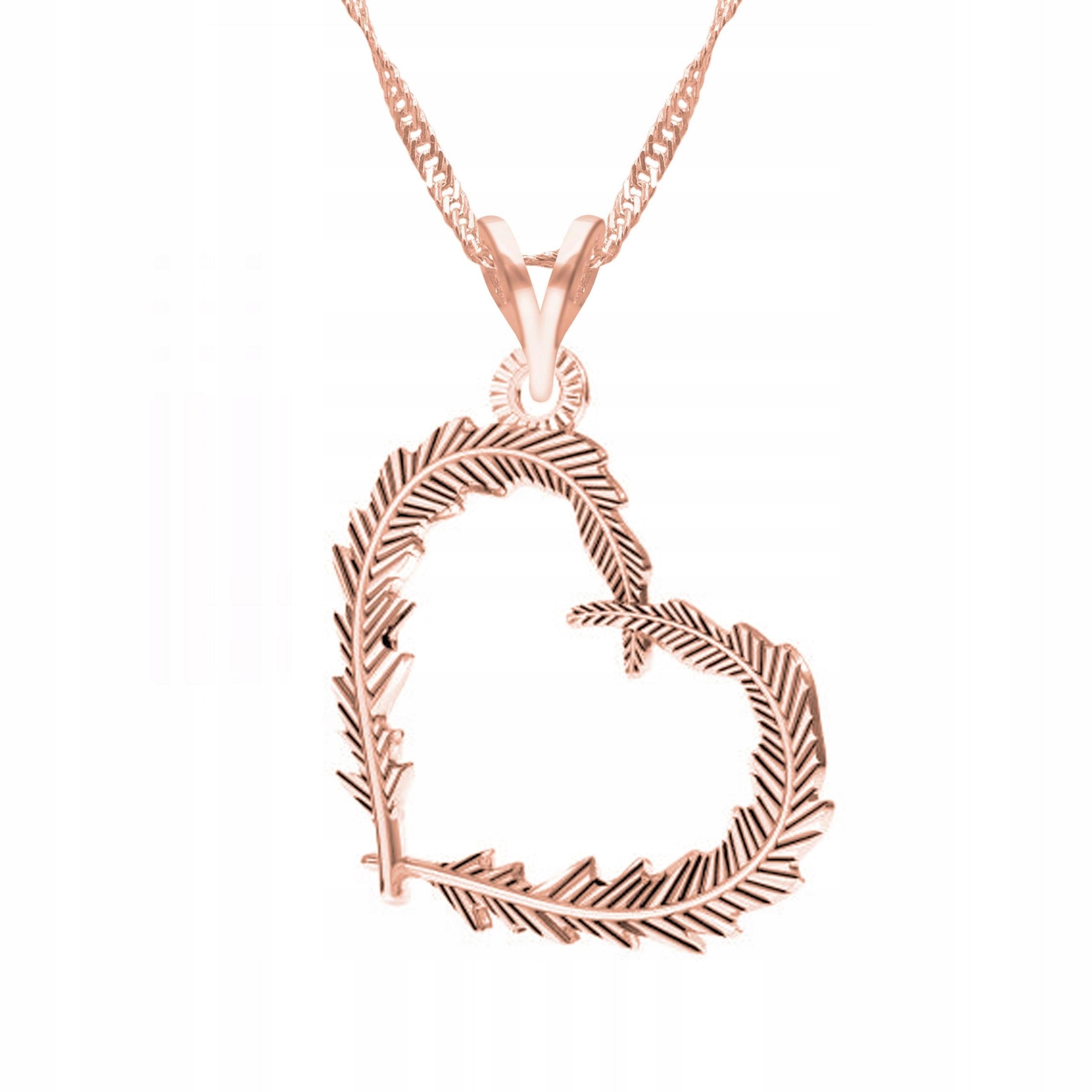 Náhrdelník Pozlacené srdce Pero Pírko se srdcem Srdíčko Stříbro 925