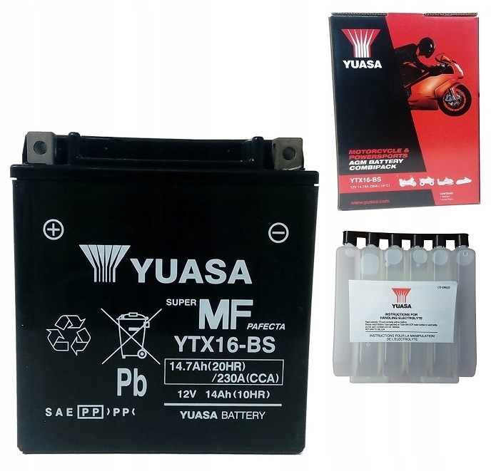 Акумулятор AGM YUASA YTX16-BS 12V 14AH 230a