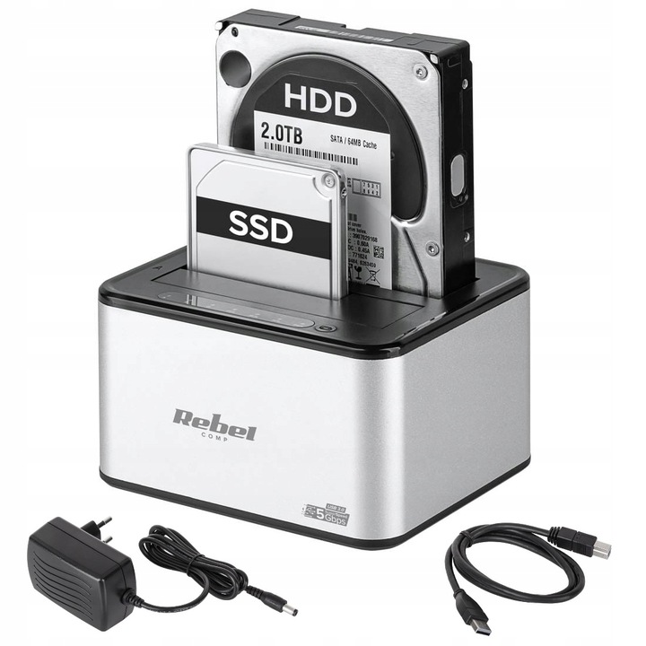 

Stacja Dokująca Dysków Rebel Sata 2X Hdd Ssd Usb