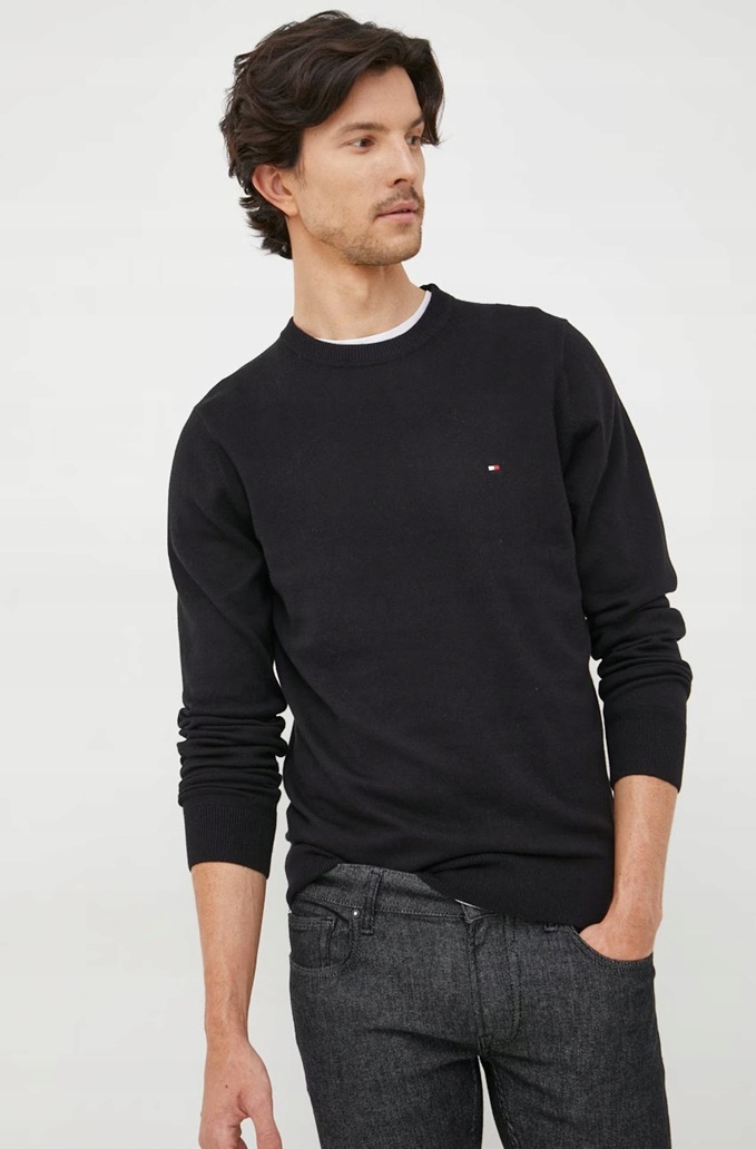 Svetr Tommy Hilfiger C-Neck Černý Pima Cotton Blend With Cashmere vel. L