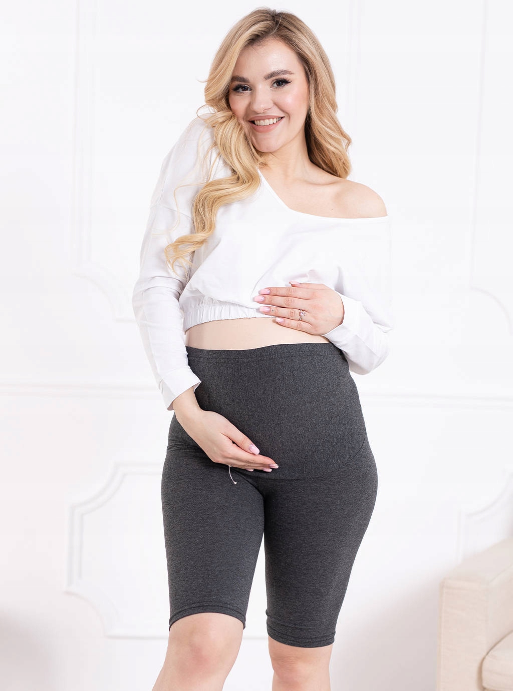 LEGGINSY CIĄŻOWE KOLARKI KRÓTKIE SPODENKI R. S Długość nogawki krótka