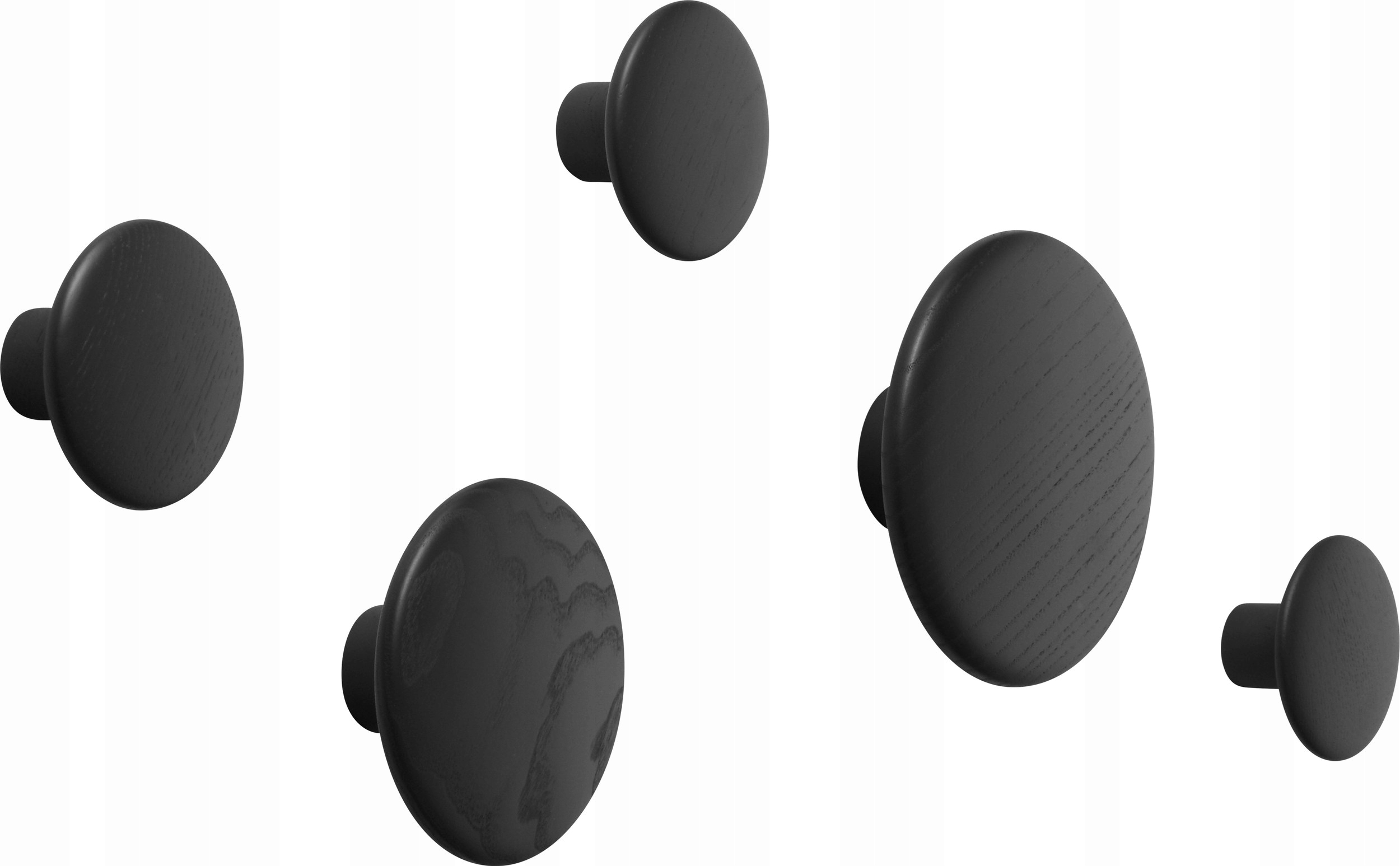 Muuto Dots Drevený vešiak Sada 5 drevených vešiakov Čierna