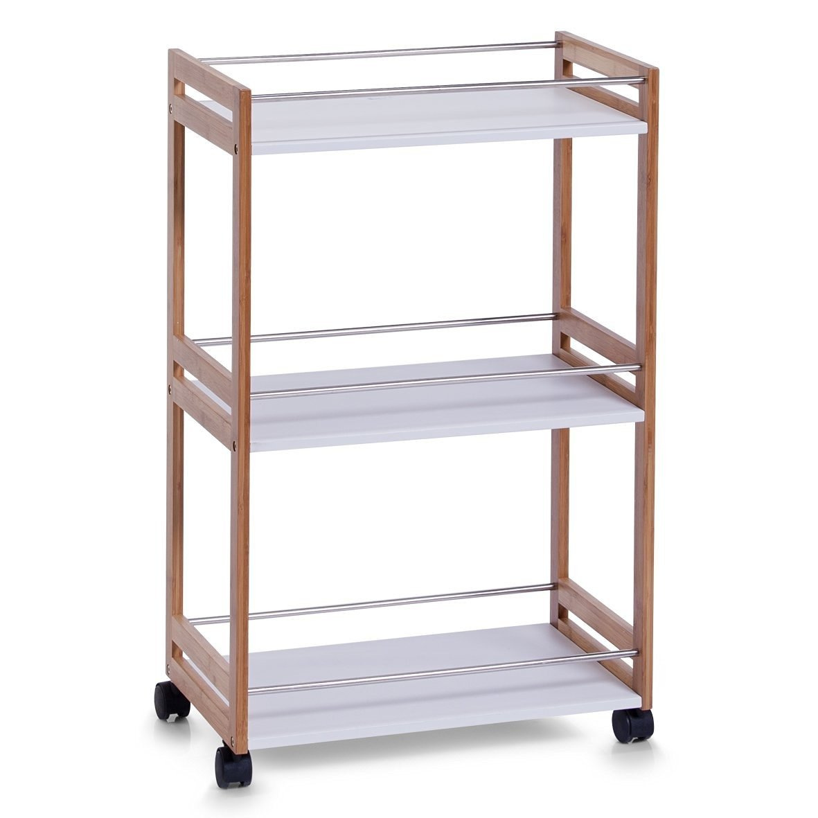 Koupelnový regál na kolečkách Bamboo, vozík, třípatrový, Zeller