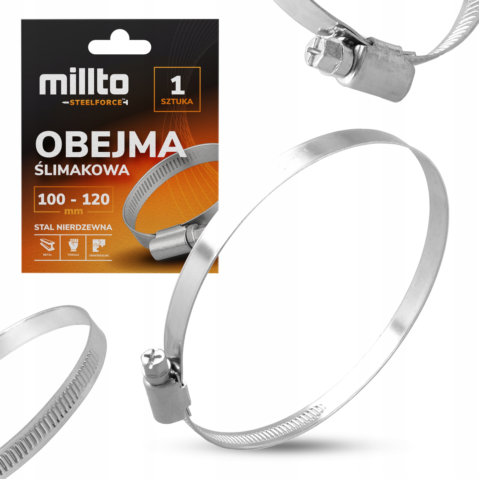 Opaska Zaciskowa Metalowa 100-120 Cybant Obejma Ślimakowa Skręcana Sta Nq-m