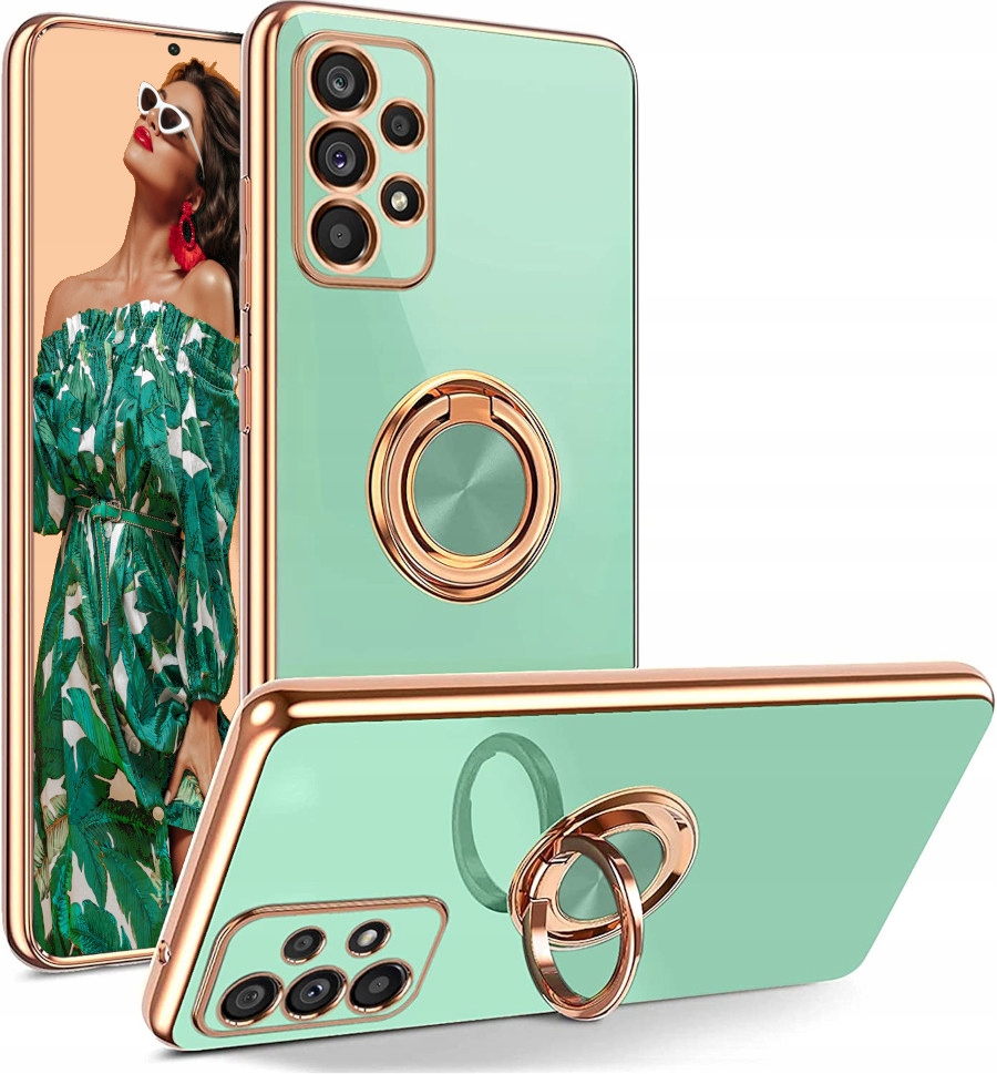 ETUI CASE SILICONE RING DO SAMSUNG A52 A52S +SZKŁO Kolor zielony