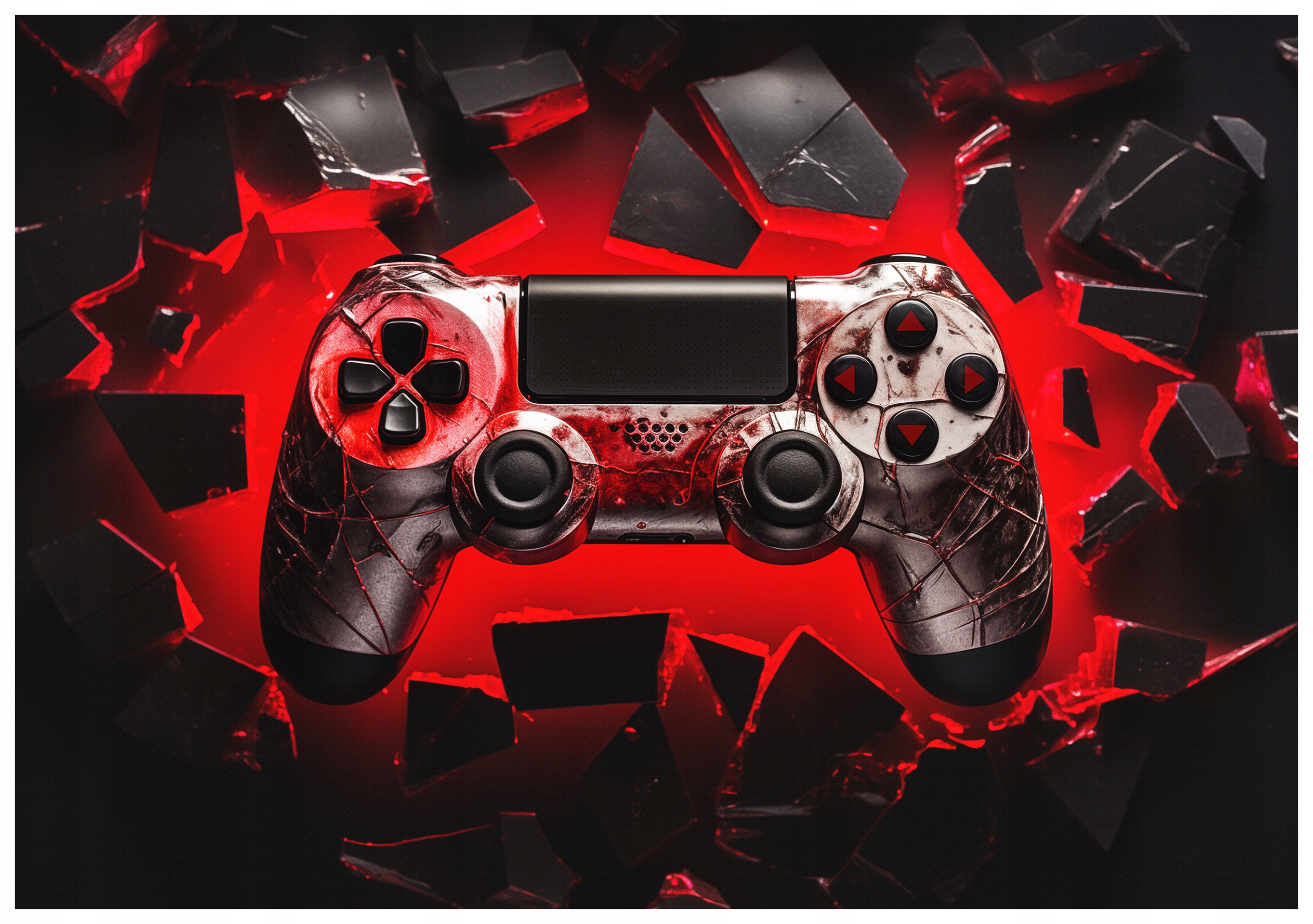 Tapeta Červený Gamepad PS4 Futuristický design pro hráče 368x254 lepidlo