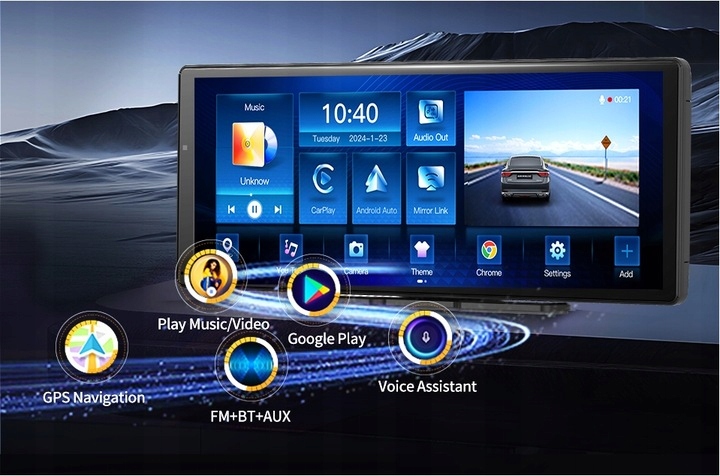 Radio Stacja Rejestrator Monitor samochodowy Kamera Nawigacja GPS Android Funkcje ekran dotykowy zdejmowany panel