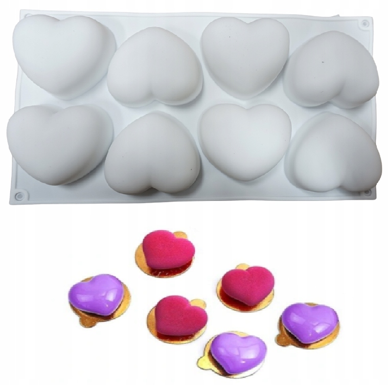 FORMA SILIKONOWA DO MONOPORCJI SERCA SERDUSZKA SERCE FOREMKA WALENTYNKI Długość 29 cm