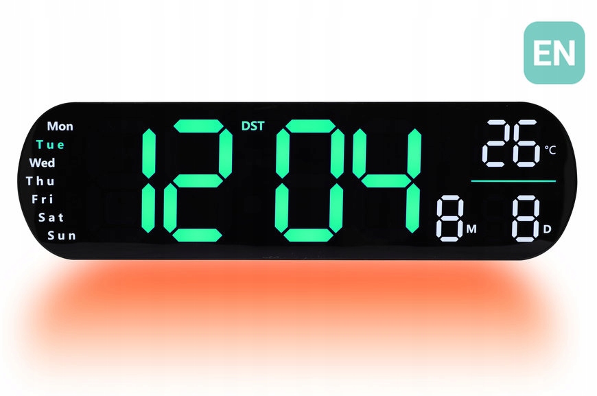 Veľký Zelený Led Budík S Diaľkovým Ovládaním Jvd DH5502 Teplomer Stoper Časovač