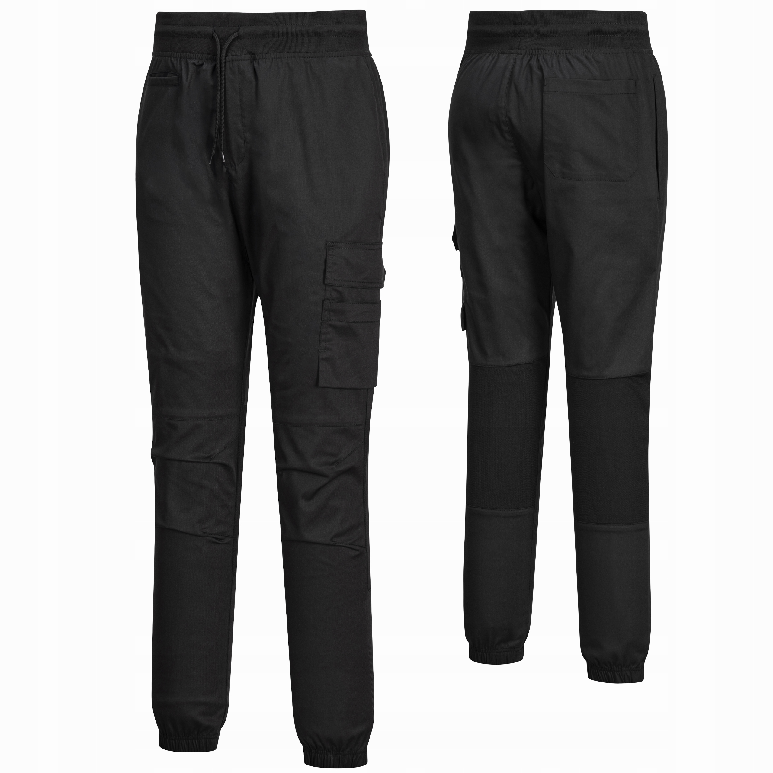 Spodnie kucharskie gastronomiczne C074 Cargo elastyczne Czarne slim r. L