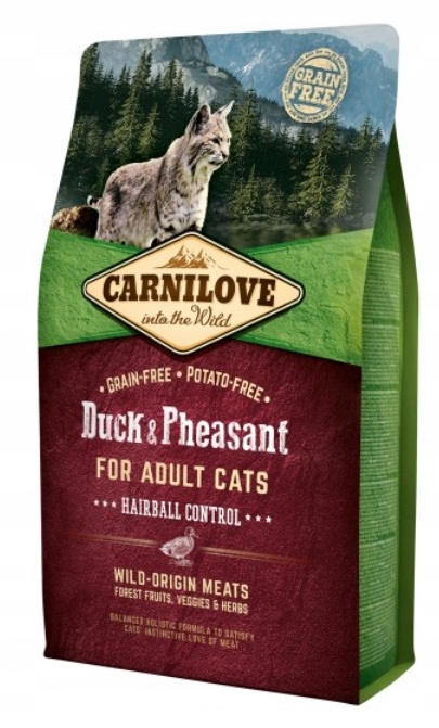 Levně Carnilove Cat Duck & Pheasant Hairball Control Krmivo pro kočky 2 kg