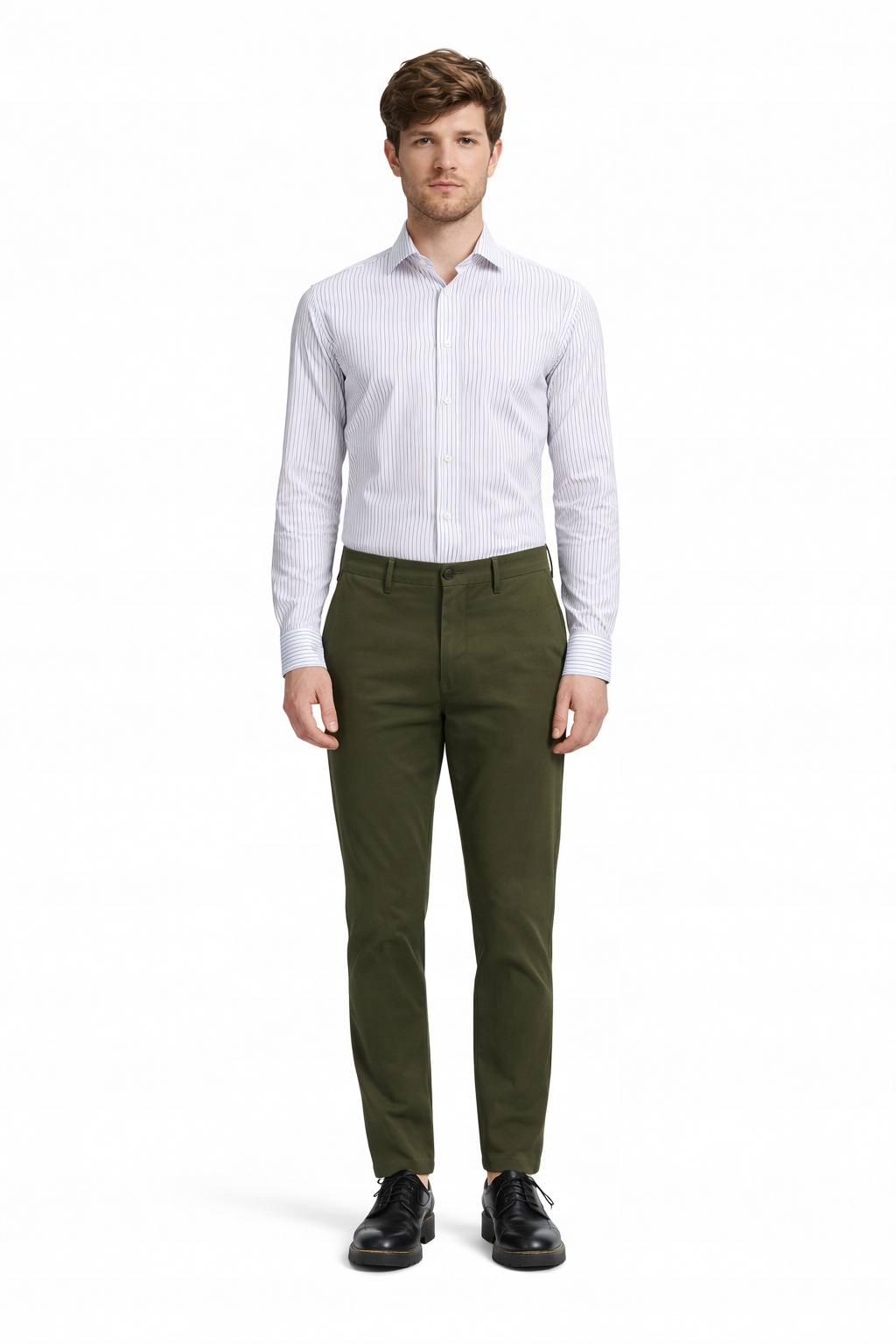 Michael Kors Chinos Kalhoty V Khaki Barvě S Páskem 33/32 I4A