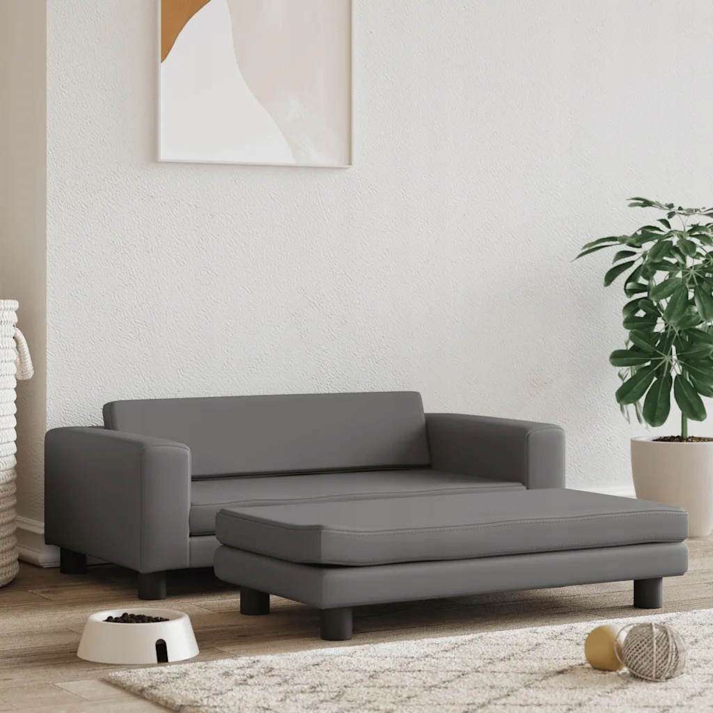 Levně vida Pelíšek pro psa a prodlužovací díl šedý 100x50x30 cm umělá kůže